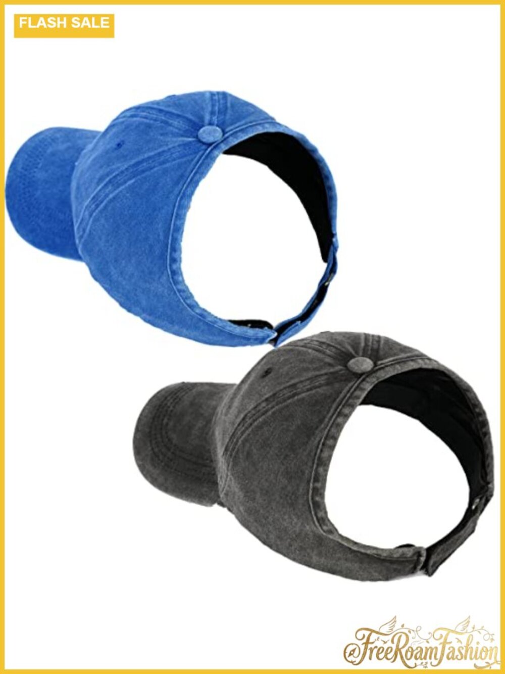 Backless Baseball Cap 2 Pack Satin Lined Curly Hair Ponytail Hat